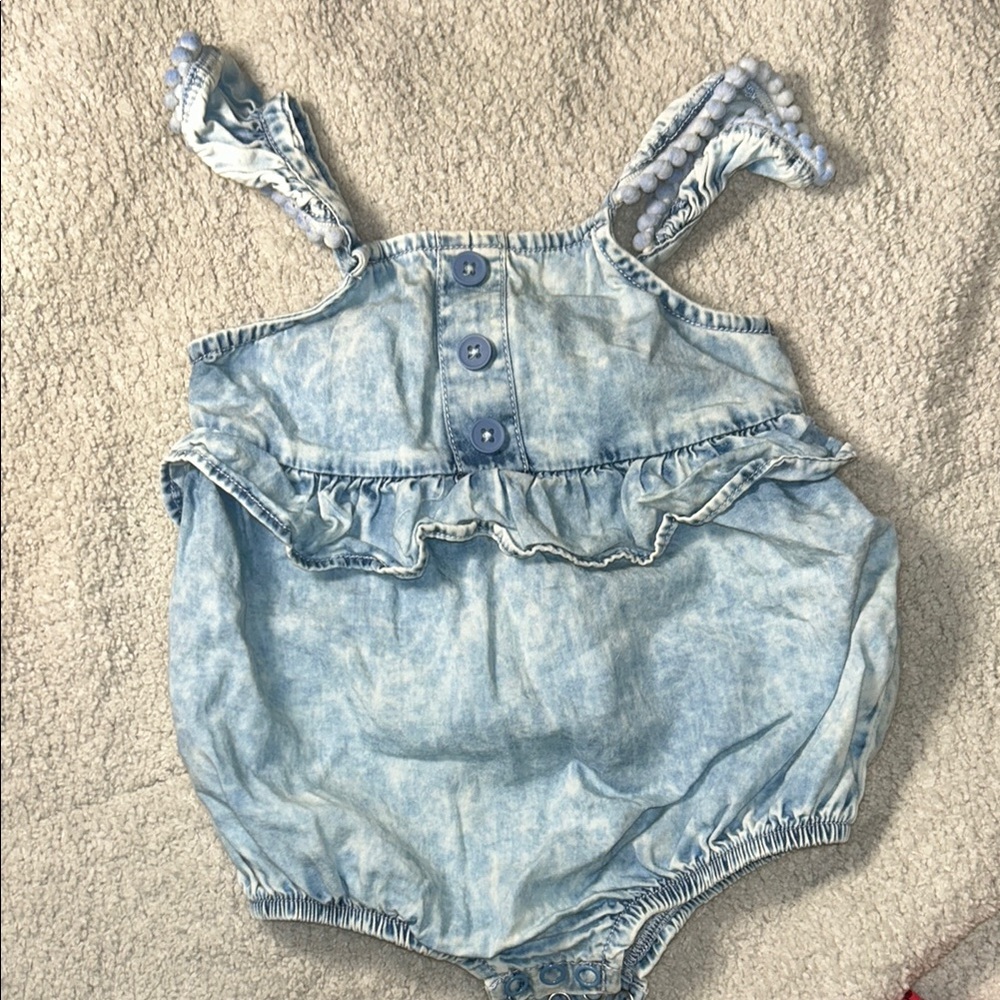 Light Blue Baby Romper with Ruffle Detail